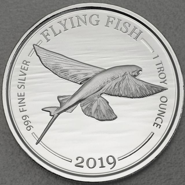 Silbermünze 1oz Barbados Fish Serie 2019 - Flyingfish