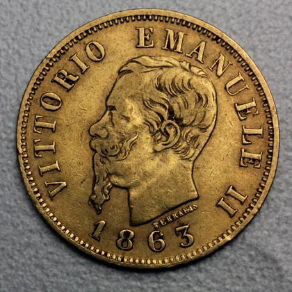 10 Lire Goldmünze Italien Vittorio Emanuele II