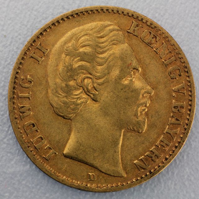 10 Reichsmark Goldmünze Ludwig II- Bayern Prägejahre 1872, 1873 Jäger Nr. 193