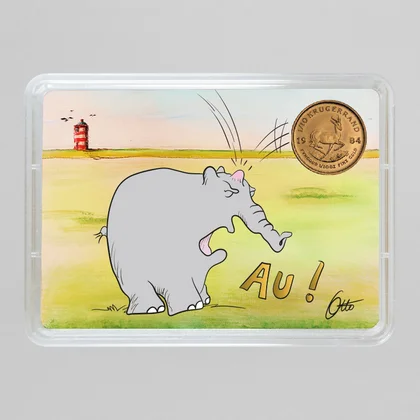 Geschenkset 1/10oz Goldmünze Krügerrand mit Au! - Ottifantenmotiv