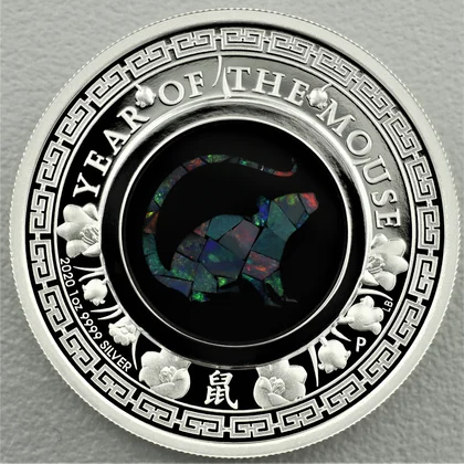 "Australian Opal Lunar"-Serie 2020, Silbermünze Maus in der Ausführung Polierte Platte