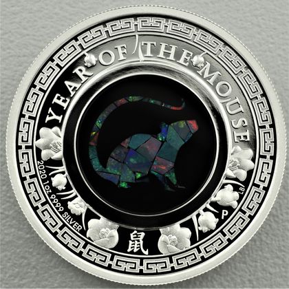 "Australian Opal Lunar"-Serie 2020, Silbermünze Maus in der Ausführung Polierte Platte