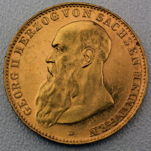20 Reichsmark Goldmünze Georg II - Sachsen - Meiningen - Prägejahre 1910, 1914 Jäger Nr. 281