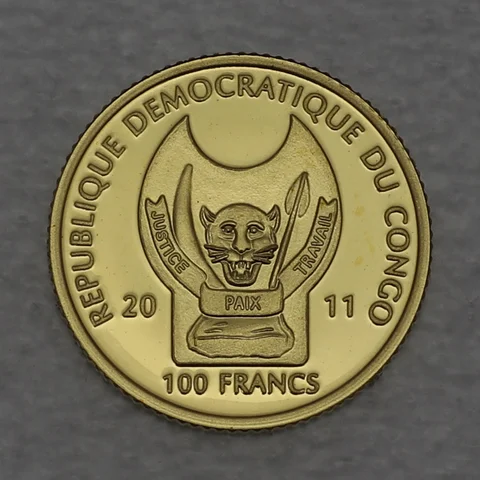 Goldmünze 0,5g Kongo 2011 100 Francs - Famous Gold Coins of the World / Canada