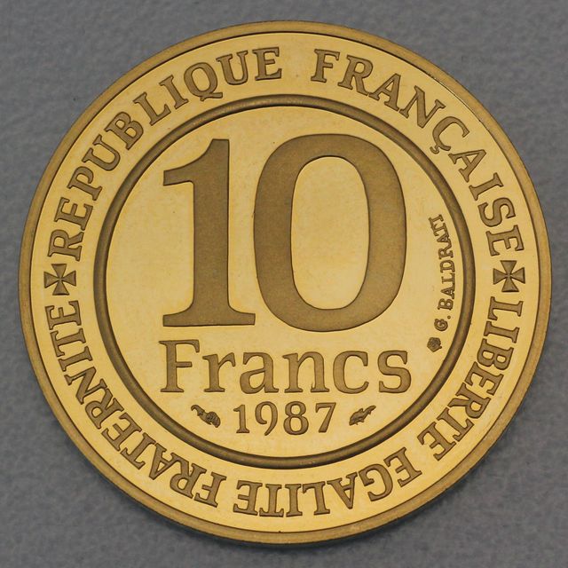 Goldmünze 10 Francs Frankreich 1987 - Millenaire Capetien