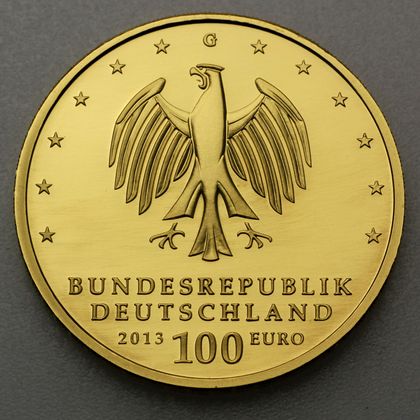 Kehrseite der 100 Euro Goldmünze "Dessau-Wörlitz" 2013