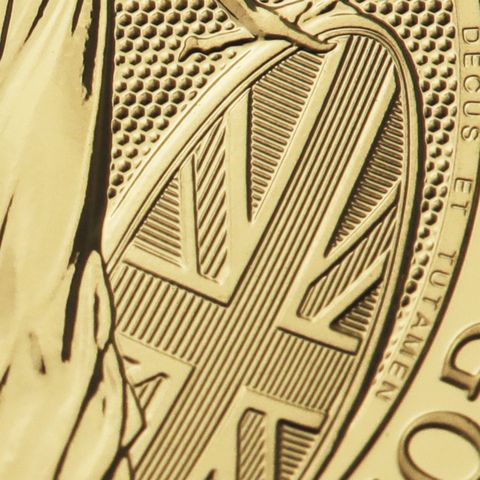 1oz Goldmünze Britannia 2023, Sicherheitsmerkmal Schild