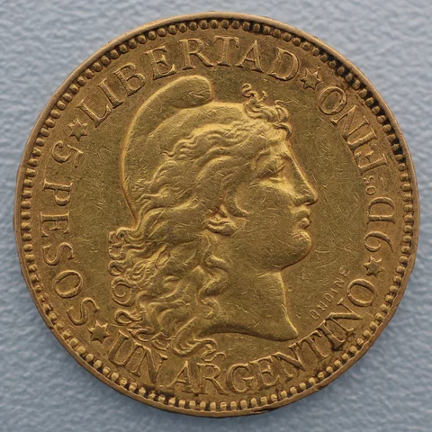 5 Pesos Goldmünze Argentinien 1888