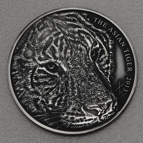 Silbermünze 1oz Tokelau 2013 Asian Tiger in Antikem Finish