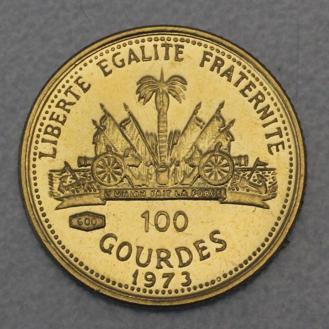 100 Gourdes Goldmünze Haiti 1973