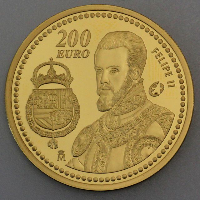 Goldmünze 200 Euro Spanien Philipp II.