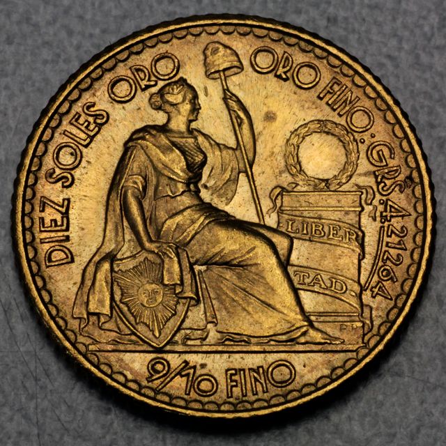 10 Soles  Goldmünze Peru Libertad Republica Peruana 1960