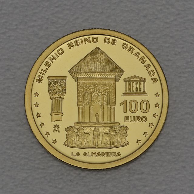 Goldmünze 100 Euro Spanien 2013 Alhambra von Granada