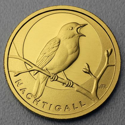 20 Euro Goldmünze "Nachtigall" 2016 der Serie "Heimische Vögel"