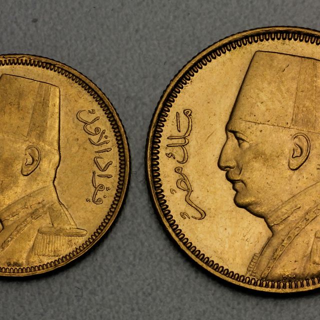 50 und 100 Piaster Goldmünze Ägypten Fuad I