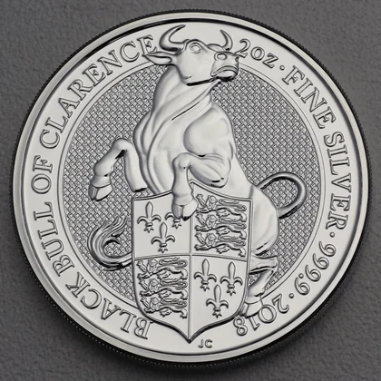 Silbermünze 2oz Queen's Beasts 2018 - Black Bull of Clarence