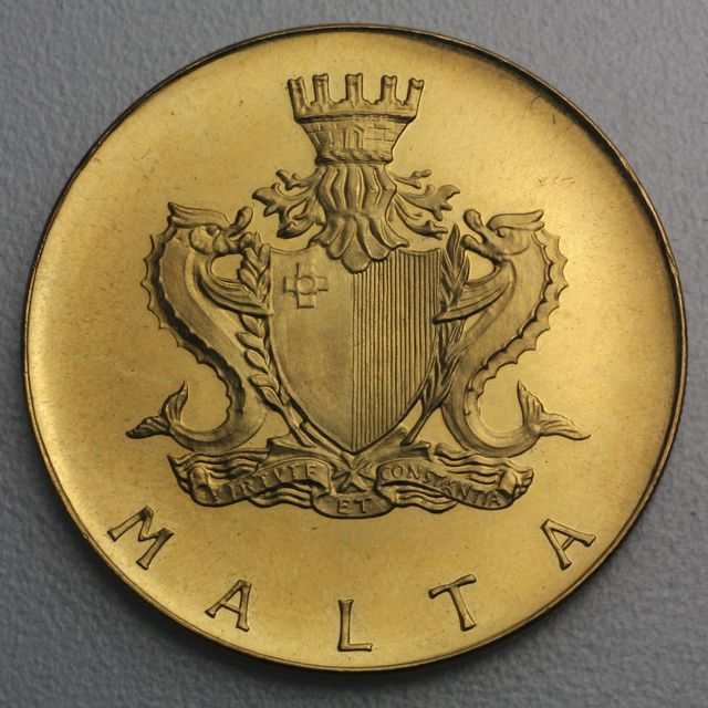 50 Pfund Goldmünze Malta 1972 Meeresgott Neptun