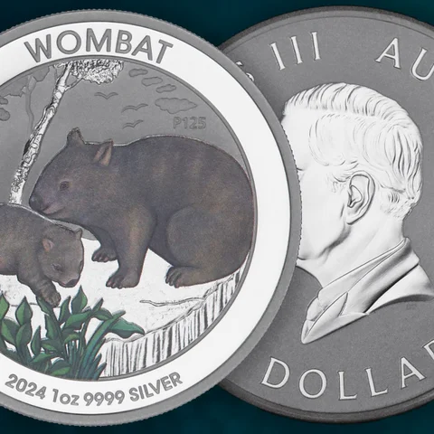 Silbermünze 1oz Australian Wombat 2024 koloriert