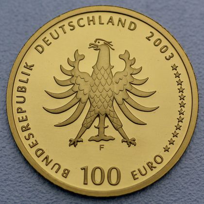 Kehrseite der 100 Euro Goldmünze "Quedlinburg" 2003