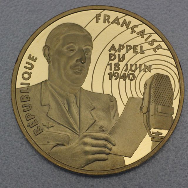 Goldmünze 500 Francs Frankreich 1994 - General de Gaulle