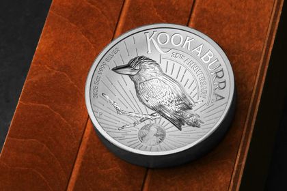 Silbermünze Kookaburra mit vertieft eingeprägtem Motiv