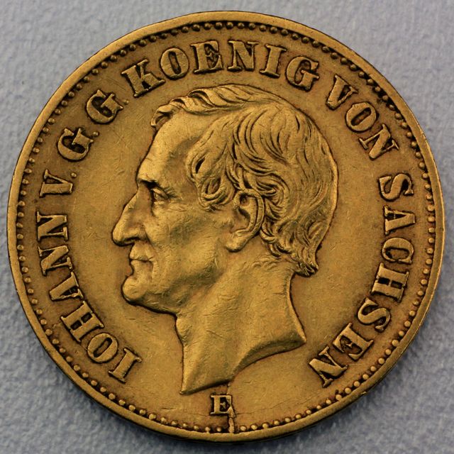 20 Reichsmark Goldmünze Johann - Sachsen - Prägejahr 1873 - Jäger Nr. 259