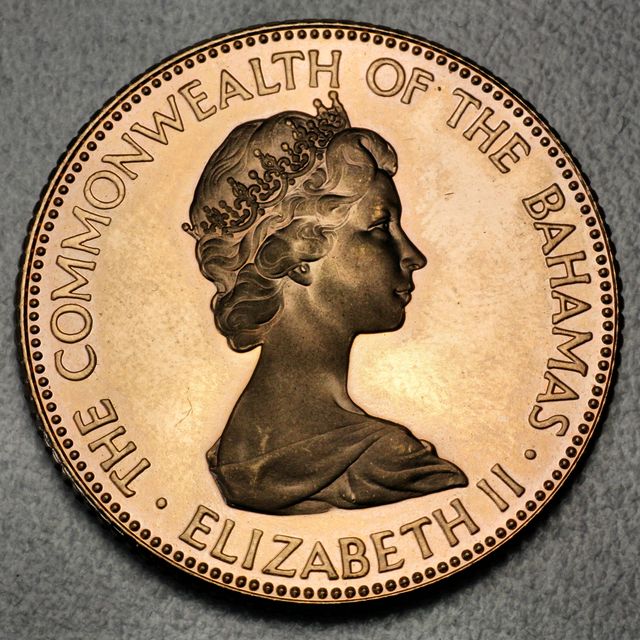 50 Dollars Goldmedaille der Bahamas 1973 aus 15,6448g 500er Gold (50%)