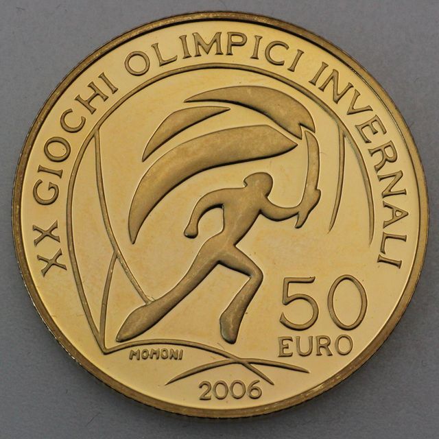 50 Euro Goldmünze Italien 2006 Olympische Flamme
