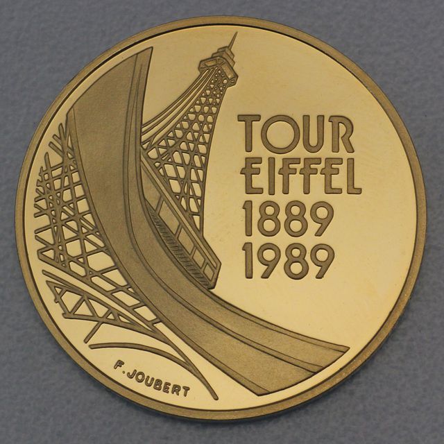 Goldmünze 5 Francs Frankreich 1989 - 100 Jahre Tour Eiffel 1889-1989