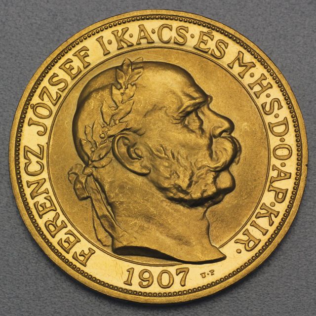 100 Kronen Goldmünze Österreich Version 1907 zum 40 Jährigen Krönungs Jubiläum