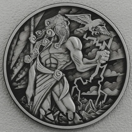 Silbermünze 1oz Tuvalu Gods of Olympus in Antikem Finish - 2020 Zeus