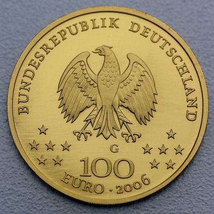 Kehrseite der 100 Euro Goldmünze "Weimar" 2006