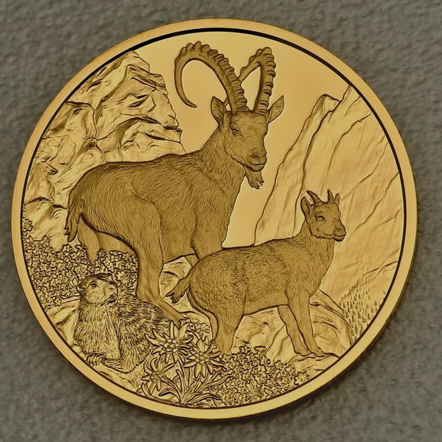 Goldmünze 100 Euro Österreich 2017 - Steinbock - Unseren Wildtieren auf der Spur