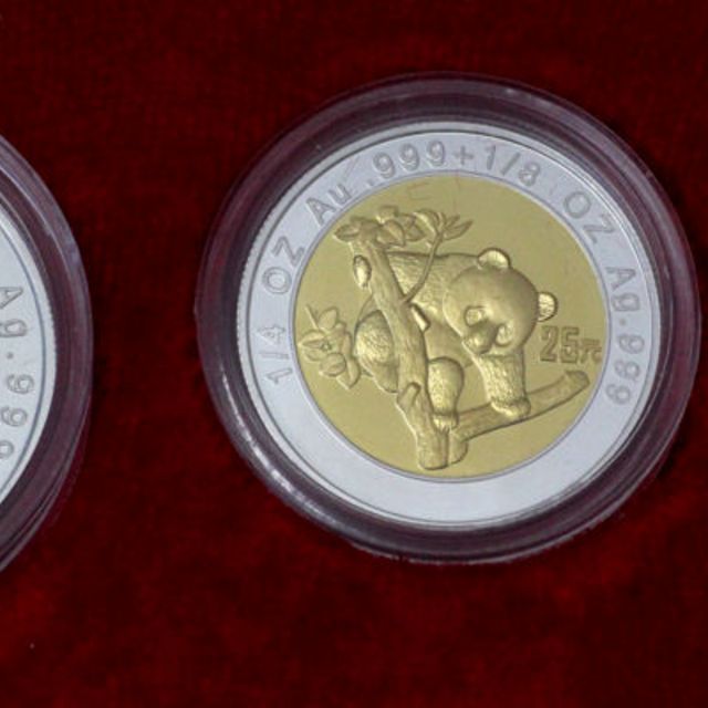Bi-Colour Panda Münzen Silber-Gold 1997