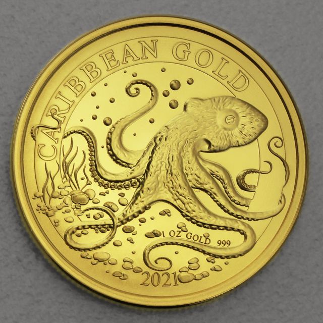 Goldmünze 1oz Barbados Caribbean Gold Octopus 2021