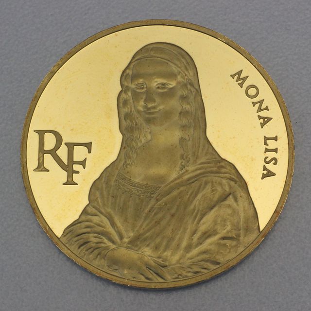 Goldmünze 500 Francs Frankreich 1993 - 200jähriges Jubliäum Louvre - Mona Lisa