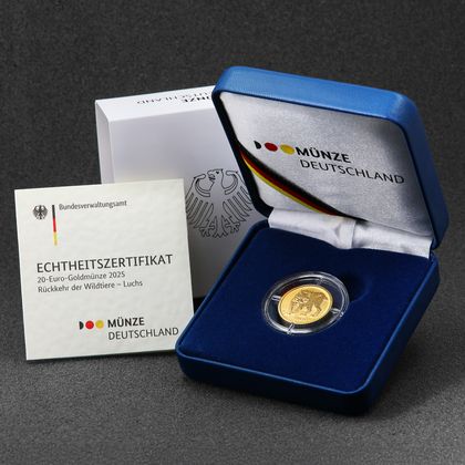 20 Euro Goldmünze "Luchs" 2025 in Verpackung