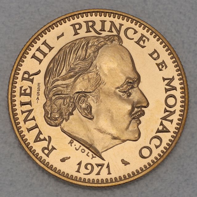 1/2 Francs Goldmünze Monaco 1971 Fürst Rainier III.