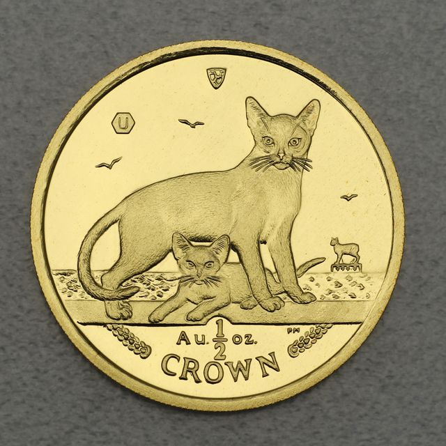Goldmünze 1/2oz Isle of Man Cat Katzen 2010 - Abyssinian Cat