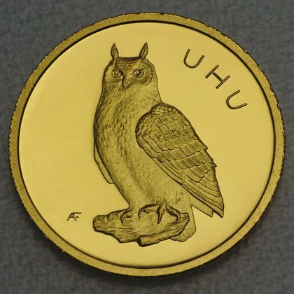 20 Euro Goldmünze "Uhu" 2018 der Serie "Heimische Vögel"
