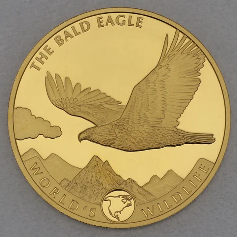 Goldmünze 1oz World Wildlife Kongo 2021 - Bald Eagle / Weißkopfseeadler