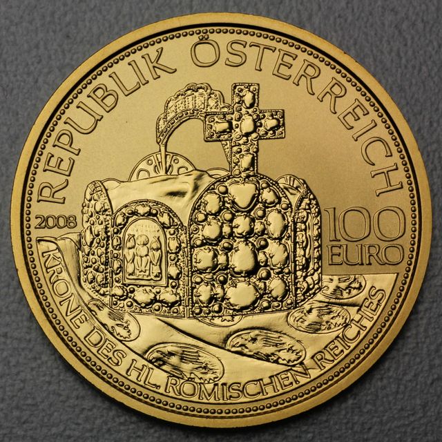 Goldmünze 100 Euro Österreich 2008 - Krone des heiligen römischen Reiches - Die Kronen der Habsburger
