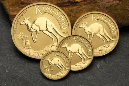 Größenübersicht "Australian Kangaroo"-Goldmünzen 2024