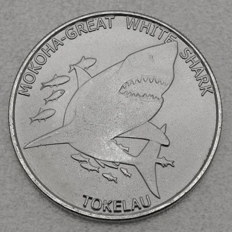 Silbermünze 1oz Territory of Tokelau 2015 - Mokoha / White Shark (Weißer Hai)