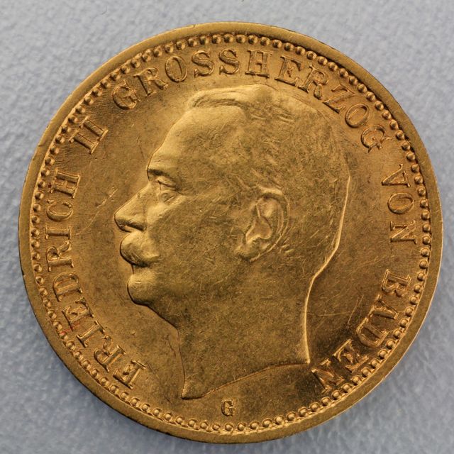 10 Reichsmark Goldmünze Friedrich II - Baden Prägejahre 1909, 1910, 1911, 1912, 1913 Jäger Nr. 191