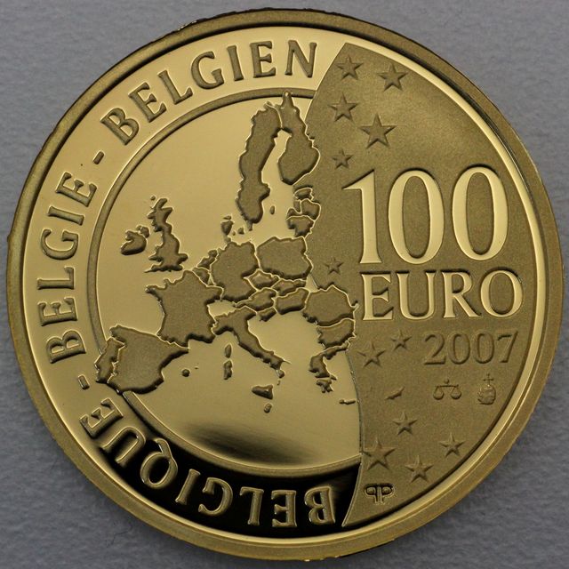 100 Euro Goldmünze Belgien 2007