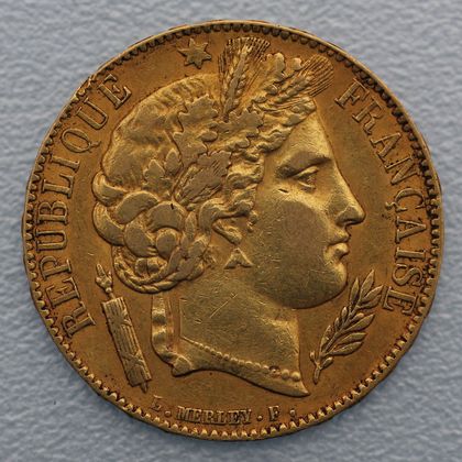 Goldmünze Ceres-Kopf 20 Francs