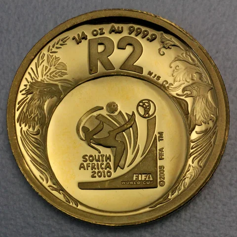Goldmünze Südafrica 1/4oz 2 Rand 2006 Fussball WM