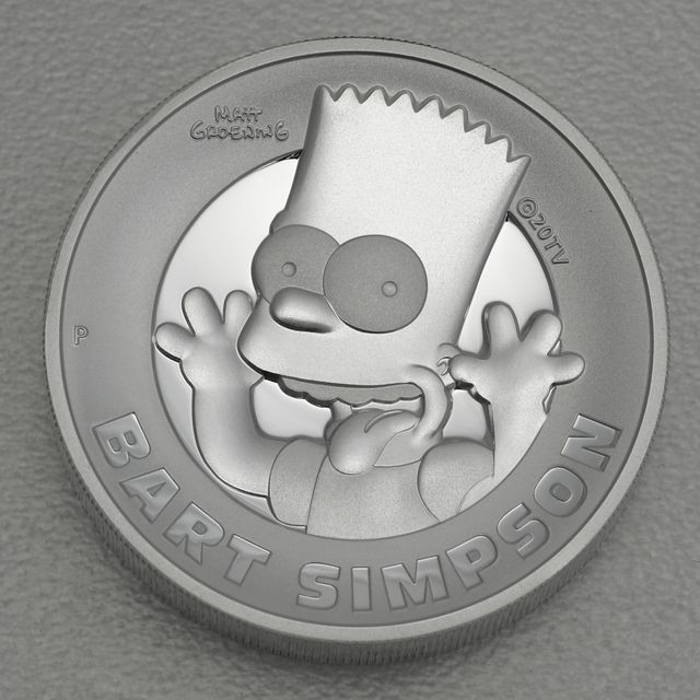 Silbermünze 2oz The Simpsons 2022 - Bart Simpson High Relief Polierte Platte