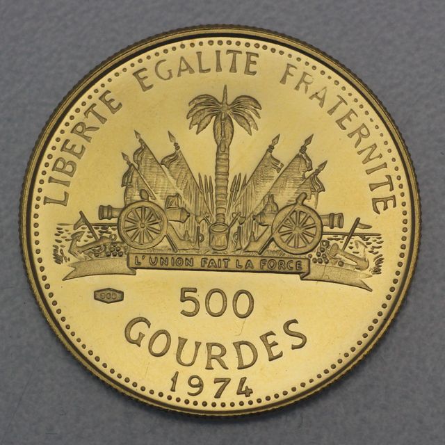 500 Gourdes Goldmünze Haiti 1974